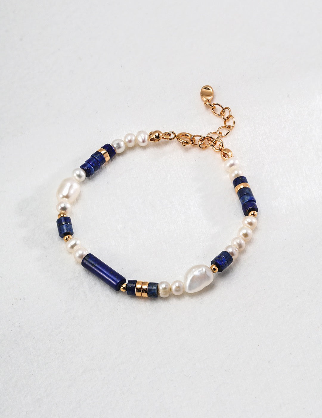 Sterling silver lapis lazuli pearl bracelet