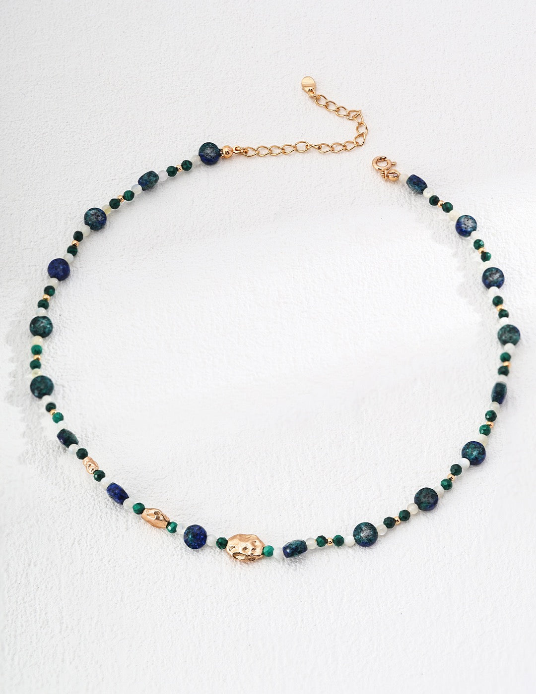 S925 Silver Vintage natural malachite lapis Lazuli from butterfly Shell Garden bead necklace