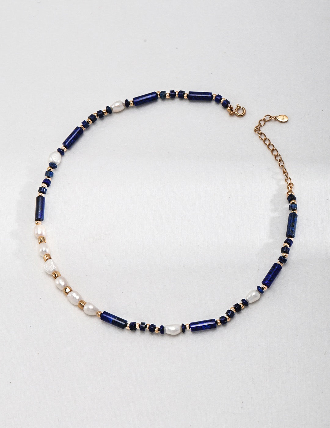 Sterling silver lapis lazuli pearl necklace