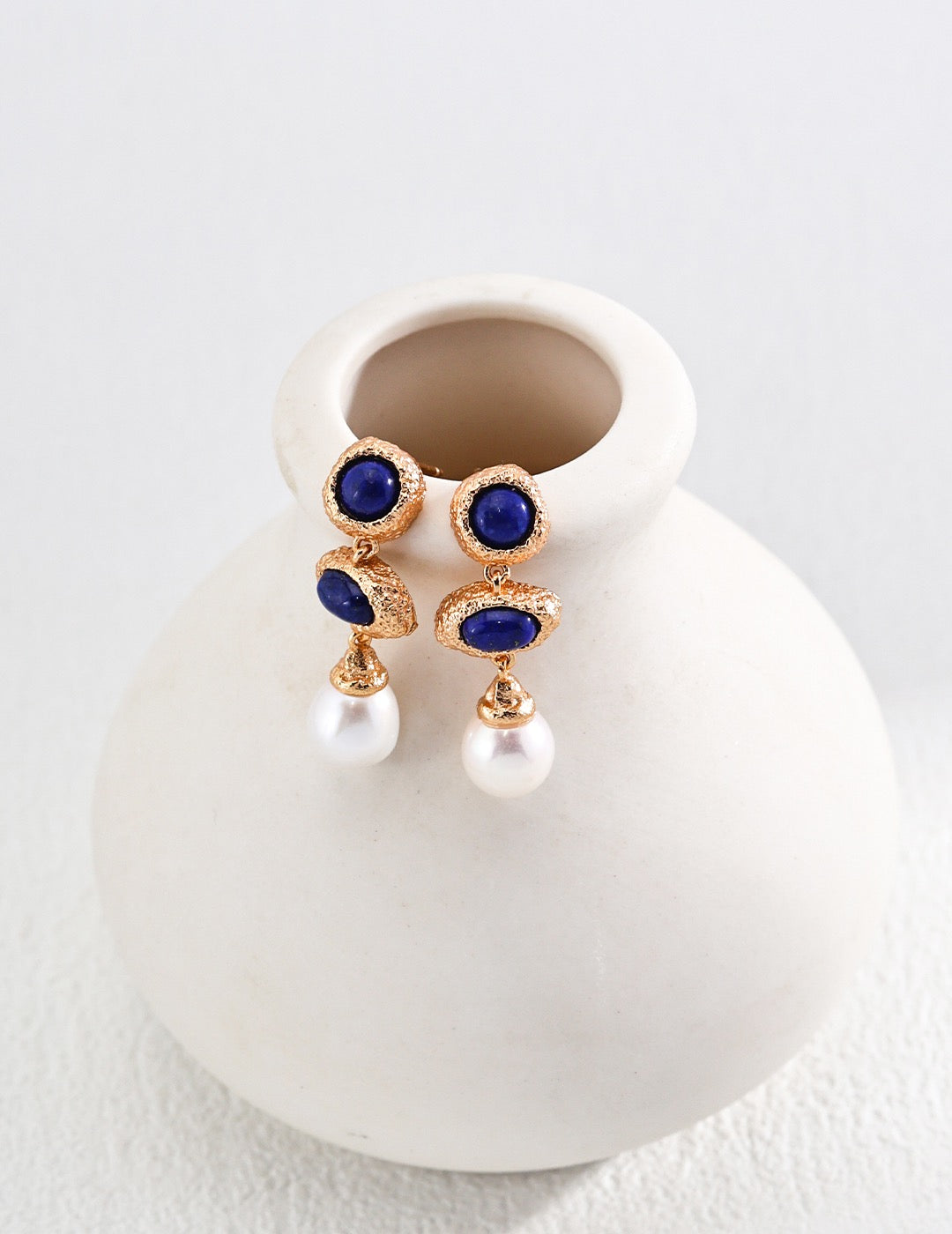 S925 Silver vintage Lapis Lazuli pearl earrings