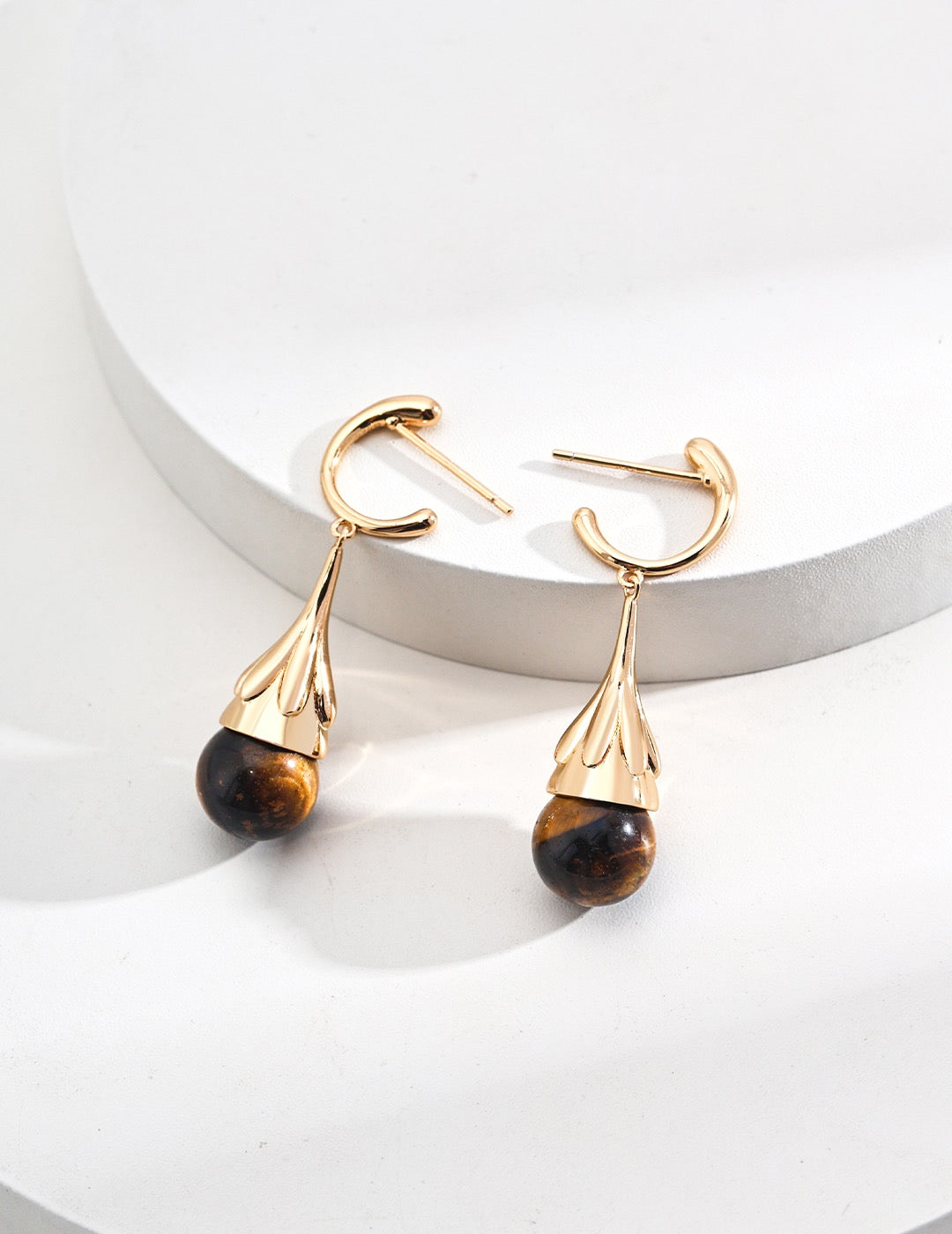 Sterling silver black agate/tiger's eye earrings