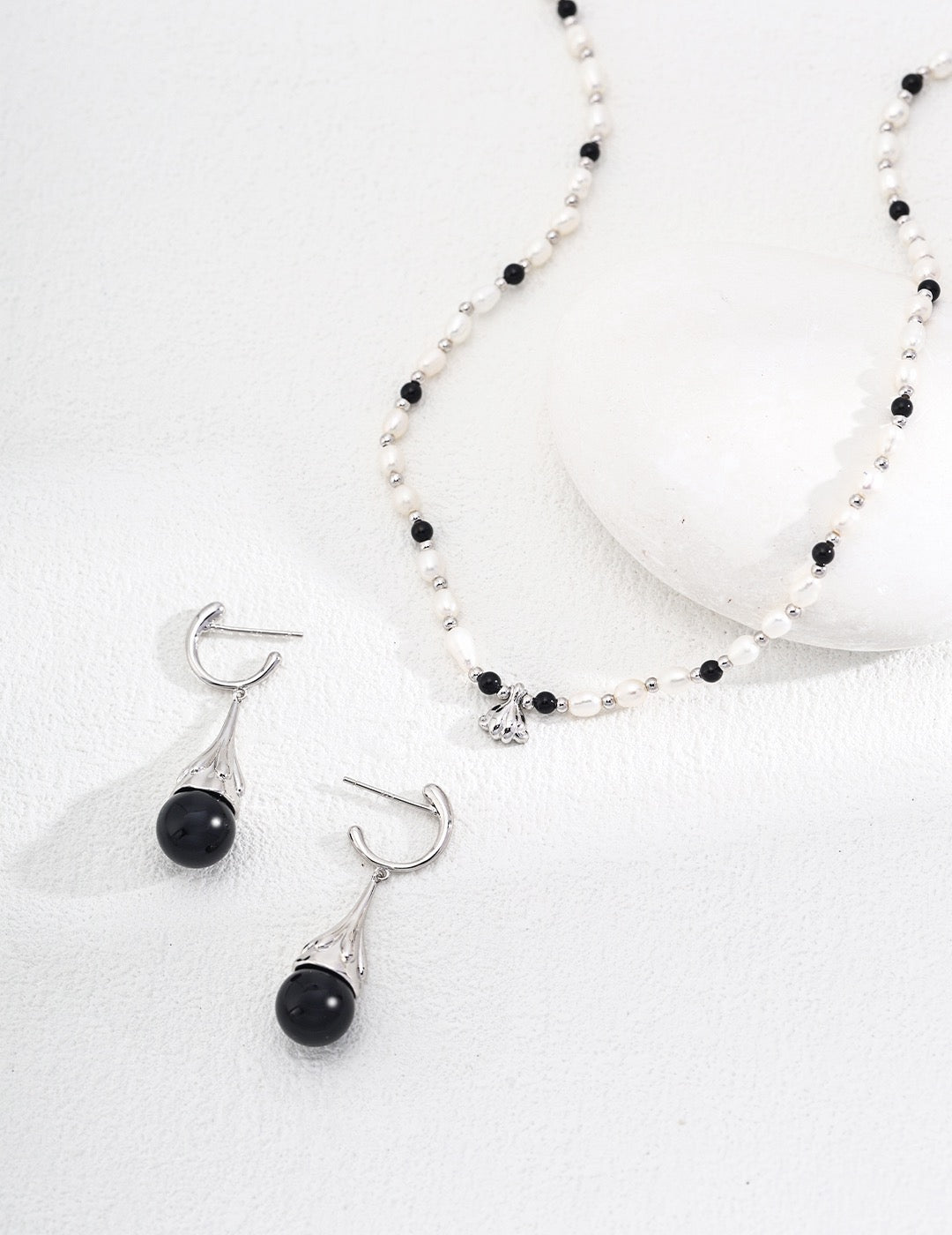 Sterling silver black agate/tiger's eye earrings