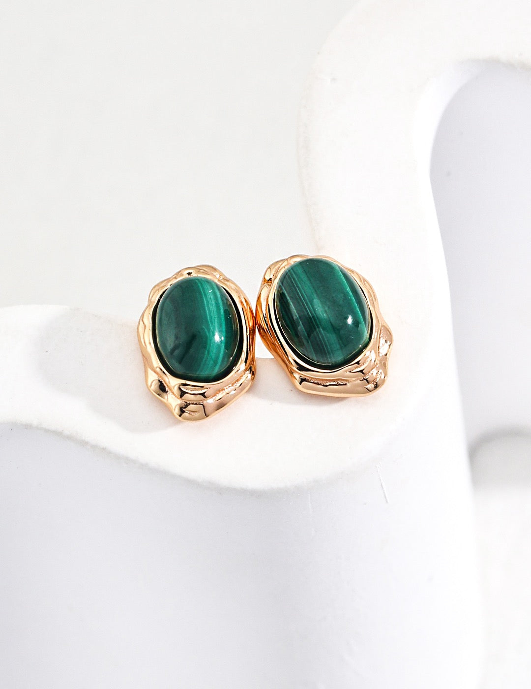 Natural malachite earring studs