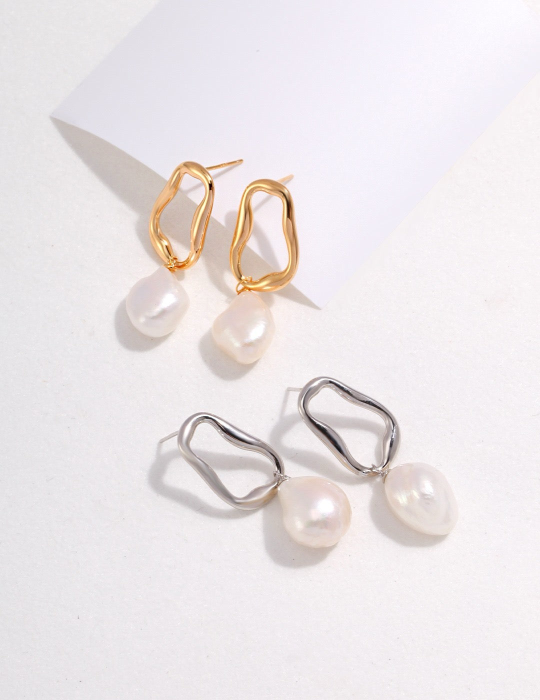 Baroque shaped pearl earrings